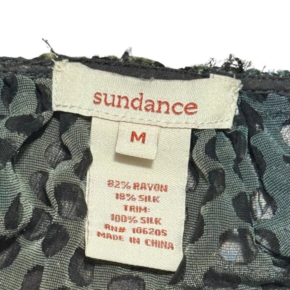 Sundance Sheer Velvet Burnout Polka Dot Blouse – Blue Green Ombre, Size M - Picture 11 of 11